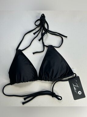 Zuobanyo Bikini Top Medium Black Triangle Halter New